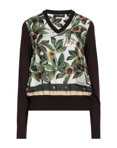 Dolce & Gabbana Woman Sweater Dark Brown Size 12 Cashmere, Silk