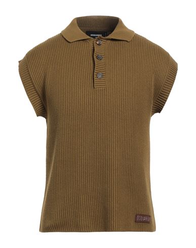 Dsquared2 Man Sweater Military Green Size Xs Cotton, Calfskin