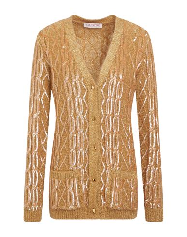 Valentino Garavani Woman Cardigan Camel Size Xs Polyamide, Metallic Fiber, Mohair Wool, Wool, Polyes In Beige