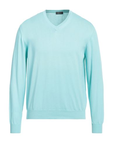 Rossopuro Man Sweater Sky Blue Size 7 Cotton