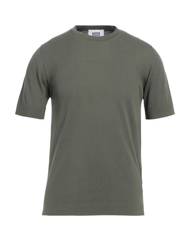 Alpha Studio Man Sweater Military Green Size Xxxl Cotton
