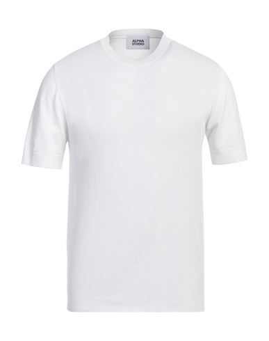 Shop Alpha Studio Man Sweater White Size 46 Cotton, Polyester
