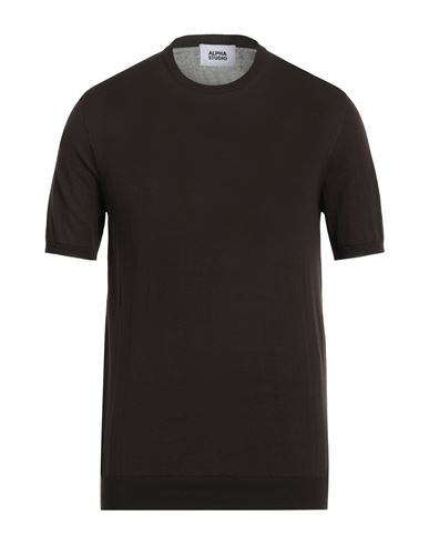 Alpha Studio Man Sweater Dark Brown Size 48 Cotton