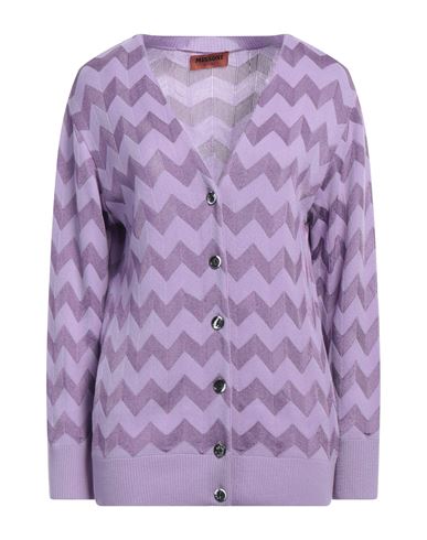 Shop Missoni Woman Cardigan Lilac Size 2 Wool, Viscose, Polyamide In Purple