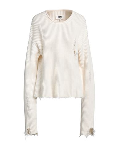 Mm6 Maison Margiela Woman Sweater Ivory Size S Cotton, Wool In White