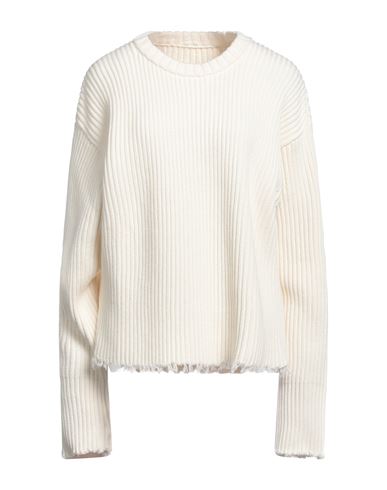 Mm6 Maison Margiela Woman Sweater Ivory Size M Cotton, Wool, Polyamide, Elastane In White