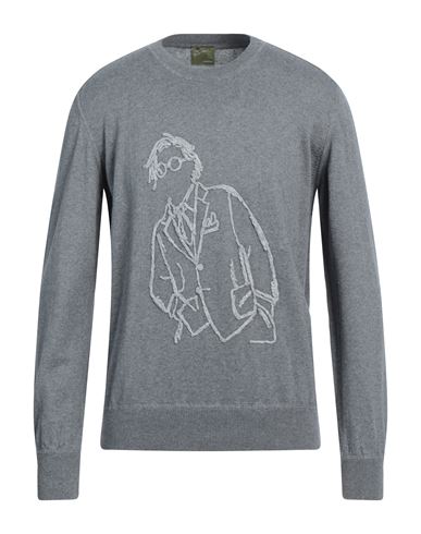 Lardini Man Sweater Lead Size M Cotton, Cashmere In Grey