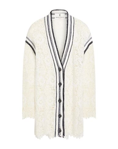 Ermanno Scervino Woman Cardigan White Size L Cotton, Polyester, Linen, Viscose