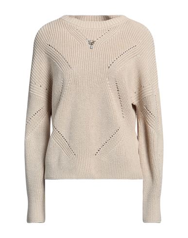 Shop Ermanno Scervino Woman Sweater Beige Size 8 Cotton, Crystal, Brass