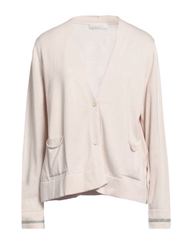 Fabiana Filippi Woman Cardigan Beige Size 12 Cotton, Ecobrass In Gray