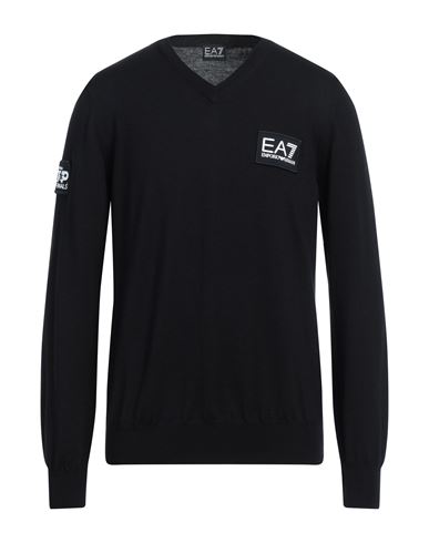 Ea7 Man Sweater Black Size 3xl Virgin Wool