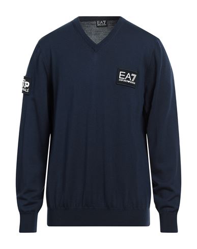 Ea7 Man Sweater Midnight Blue Size 3xl Virgin Wool