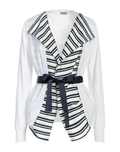 Shop Liu •jo Woman Cardigan White Size S Cotton, Polyamide, Silk, Polyester
