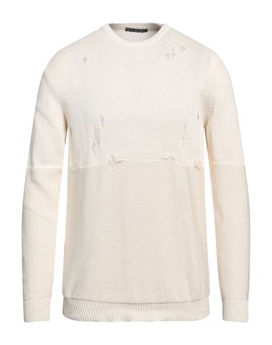Shop Daniele Alessandrini Man Sweater Cream Size 44 Cotton In White