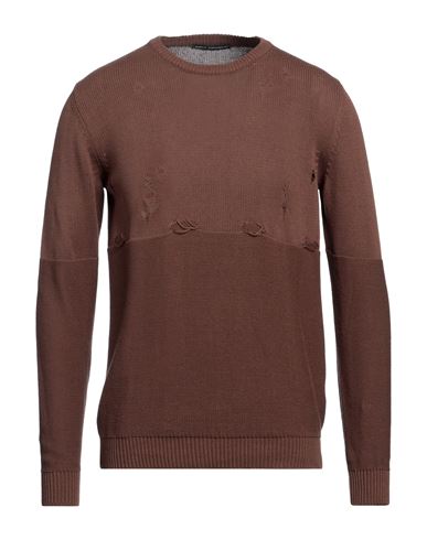 Shop Daniele Alessandrini Man Sweater Brown Size 44 Cotton