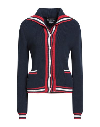 Boutique Moschino Woman Cardigan Navy Size 12 Cotton In Blue