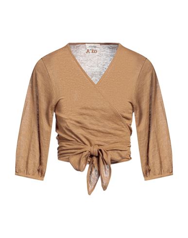 Shop Ottod'ame Woman Wrap Cardigans Brown Size 8 Linen