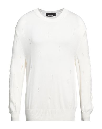 Shop Barrow Man Sweater Cream Size Xl Viscose, Polyester In White