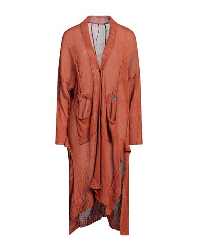 Masnada Woman Cardigan Rust Size S Linen In Orange