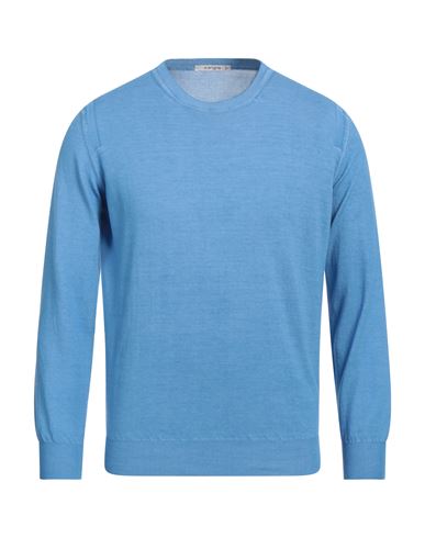 Kangra Man Sweater Azure Size 48 Cotton In Blue