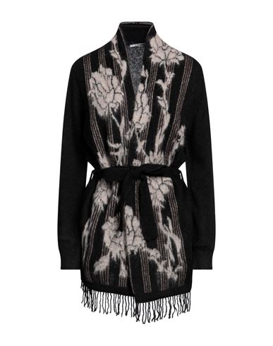 Kangra Woman Cardigan Black Size 10 Alpaca Wool, Polyamide, Viscose, Wool, Polyester
