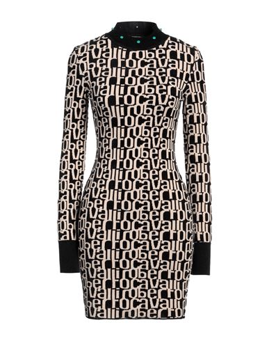 Roberto Cavalli Woman Mini Dress Black Size 10 Viscose, Polyamide, Polyester