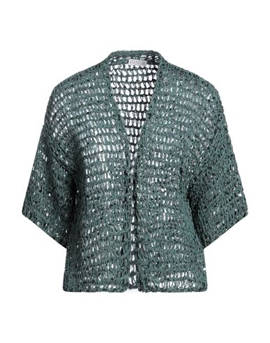 Shop Brunello Cucinelli Woman Cardigan Green Size M Cotton, Polyamide, Polyester