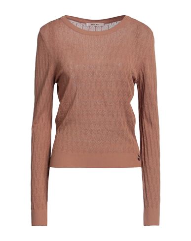 White Wise Woman Sweater Camel Size L Viscose, Nylon In Beige