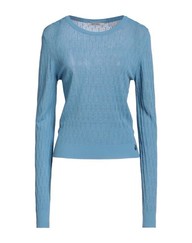 White Wise Woman Sweater Sky Blue Size L Viscose, Nylon