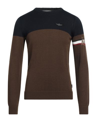 Shop Aeronautica Militare Man Sweater Brown Size M Merino Wool, Polyacrylic