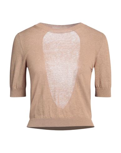 Semicouture Woman Sweater Camel Size M Cotton In Beige