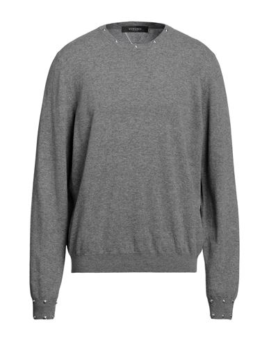 Versace Man Sweater Grey Size 42 Virgin Wool, Cashmere, Metal