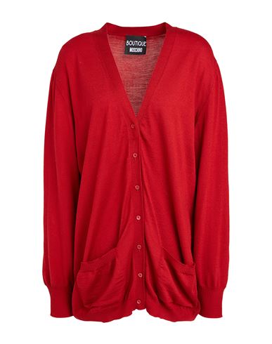 Boutique Moschino Woman Cardigan Red Size 12 Virgin Wool In Red