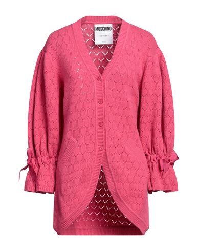 Moschino Woman Cardigan Fuchsia Size 6 Cashmere, Virgin Wool In Pink