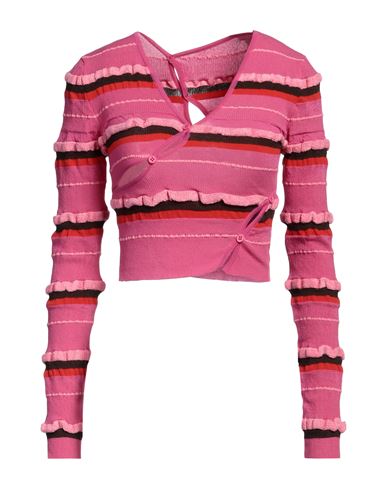 Jacquemus Le Cardigan Tordu Striped Knit Cardigan In Fuchsia,multi