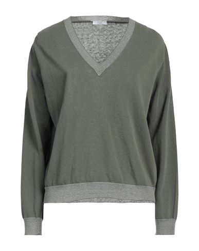 Peserico Easy Woman Sweater Military Green Size 6 Cotton, Linen, Polyamide, Viscose, Metallic Fiber