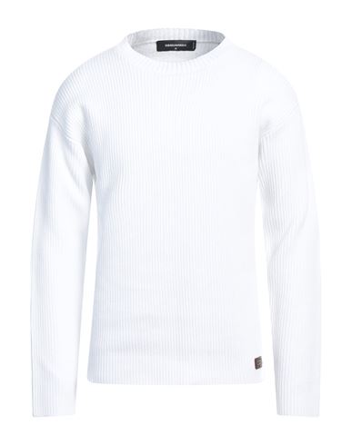 Dsquared2 Man Sweater White Size M Cotton, Calfskin