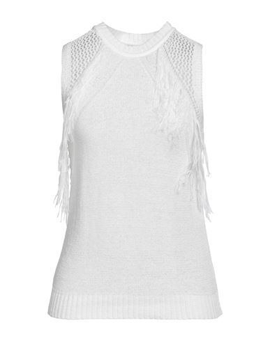 White Wise Woman Sweater White Size L Acrylic, Nylon