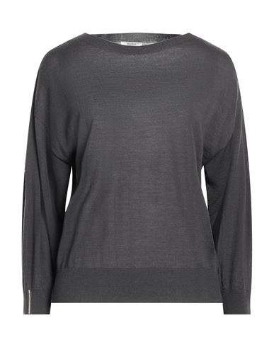 Peserico Woman Sweater Lead Size 6 Merino Wool In Grey