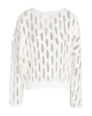 Brunello Cucinelli Couture Ribbon Effect Knit Sweater With Embellishments In White