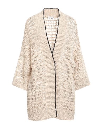 Brunello Cucinelli Woman Cardigan Beige Size M Linen, Silk, Polyamide, Cotton In Beige