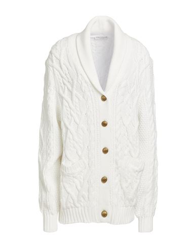Brunello Cucinelli Woman Cardigan White Size M Cotton, Polyamide
