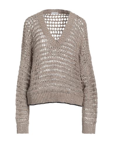 Brunello Cucinelli Woman Sweater Beige Size Xxl Linen, Silk, Polyamide