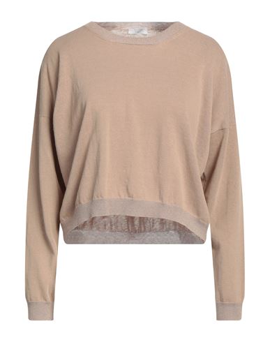 Peserico Easy Woman Sweater Camel Size 6 Cotton, Linen, Polyamide, Viscose, Metallic Fiber In Beige