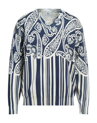Etro Man Sweater Blue Size L Cotton