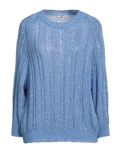 Peserico Woman Sweater Azure Size 14 Cotton, Polyester In Blue