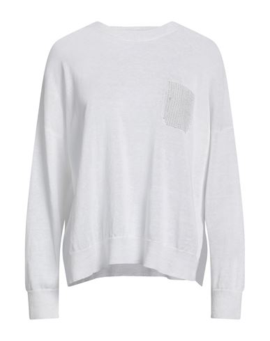 Peserico Woman Sweater White Size 6 Metallic Fiber, Linen, Cotton