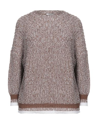 Peserico Woman Sweater Camel Size 10 Cotton, Polyester In Beige