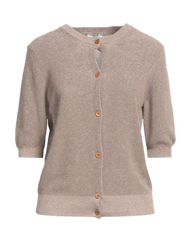 Peserico Woman Cardigan Light Brown Size 6 Cotton, Polyamide, Polyester In Beige