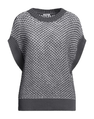 Peserico Woman Sweater Lead Size 6 Cotton, Polyamide In Grey